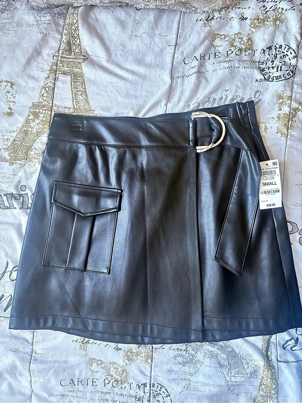 Core Pleather Mini Skirt Faux Leather Mini Skirt Black Small NWT